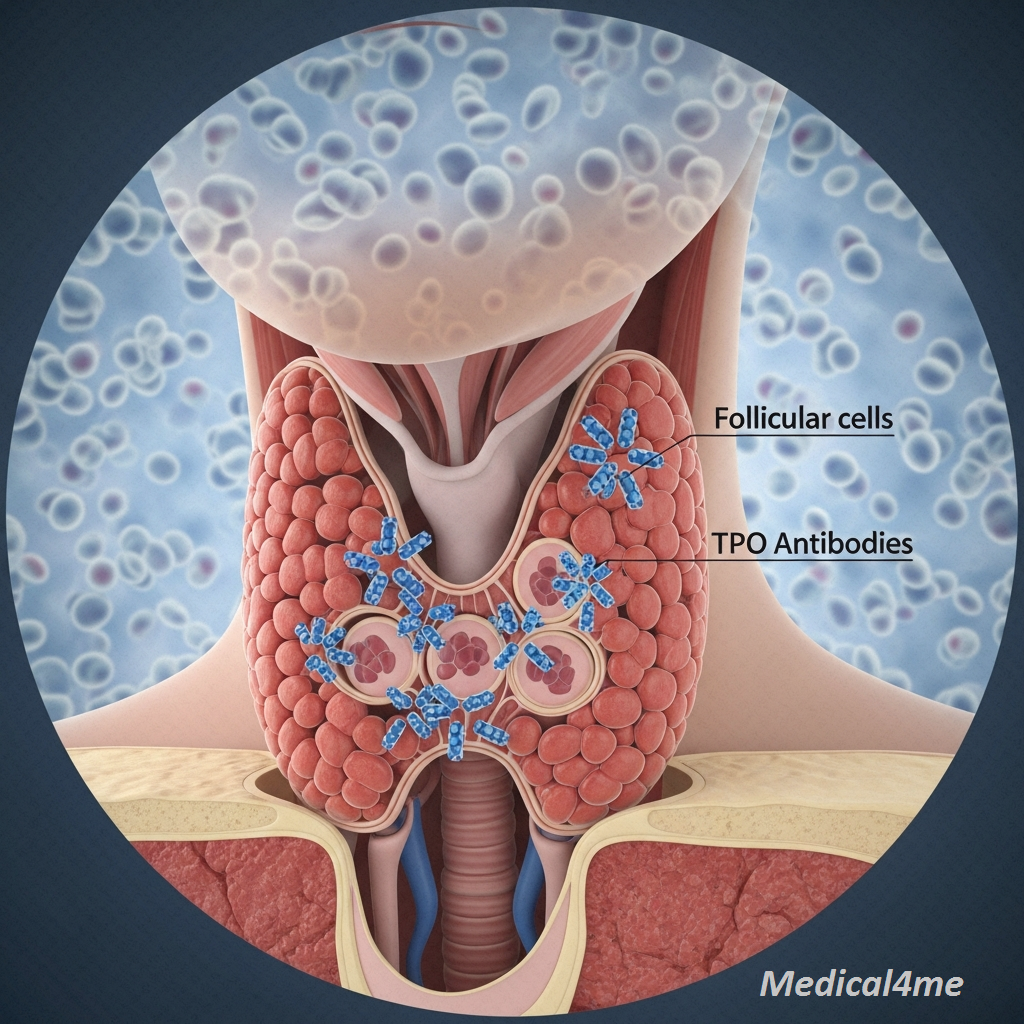 Medical Illustration showing Hypothyroidism anatomy and affected areas